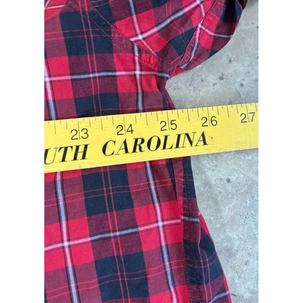 J. Crew Oarsmen Mens XL Red Blue Plaid Cotton Button Down Long Sleeve Shirt